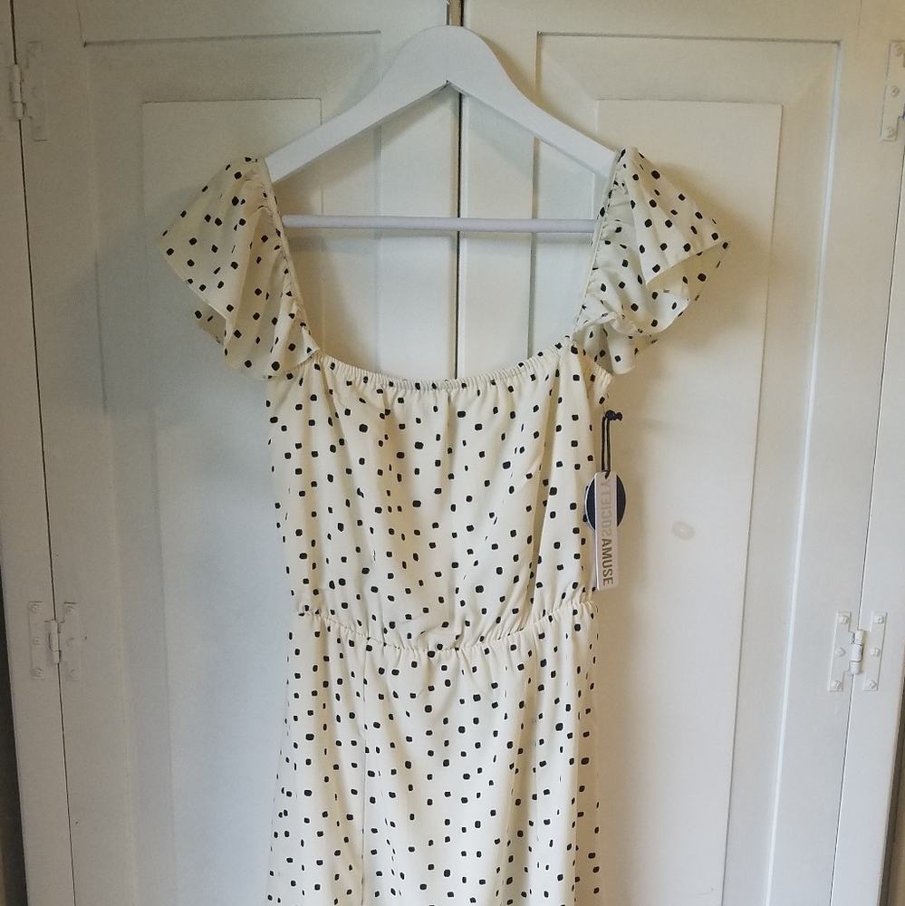 Amuse Society | Black Polkadot and Cream Dress